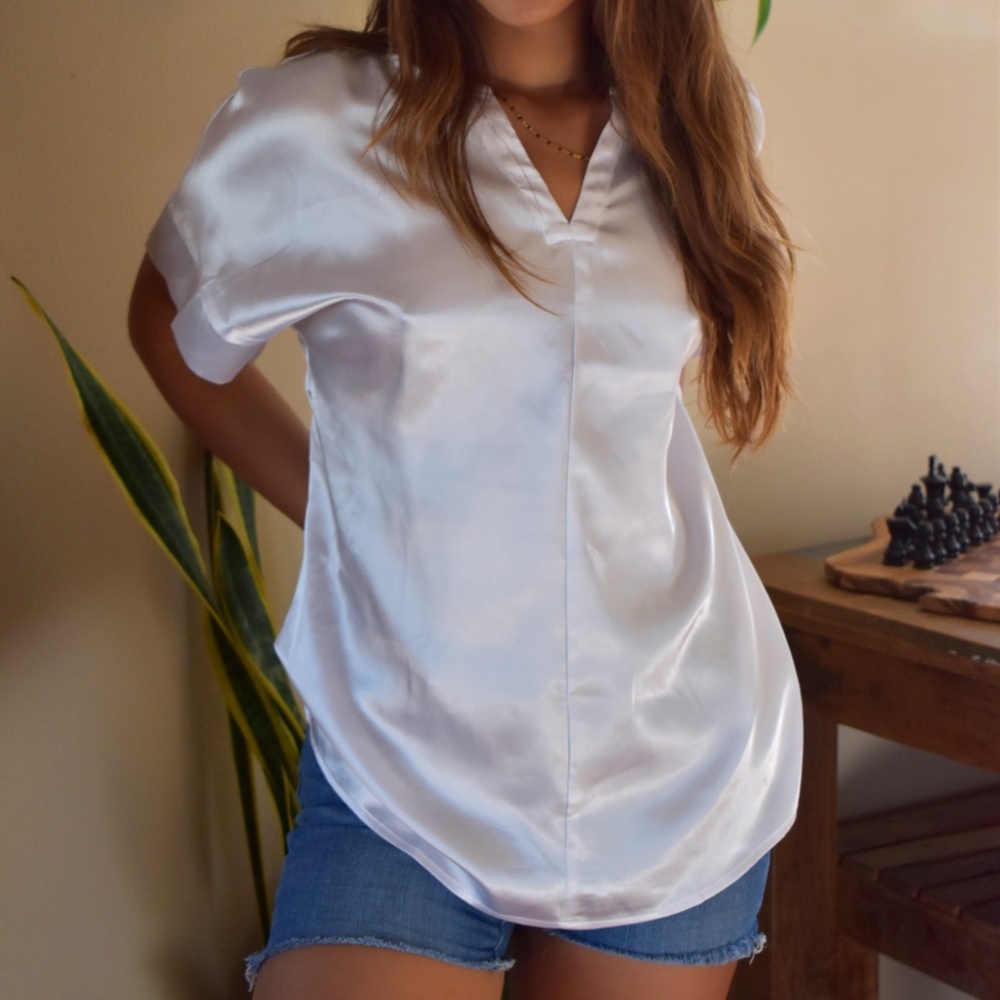 White Satin/Silk Blouse